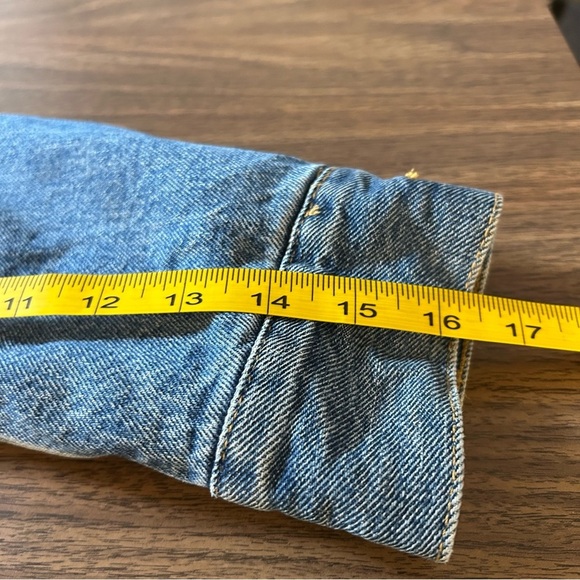 ARITIZIA WILFRED FREE WASHED DENIM SHERPA LINED OVER-SIZED JEAN JACKET SZ XXS - Picture 12 of 12